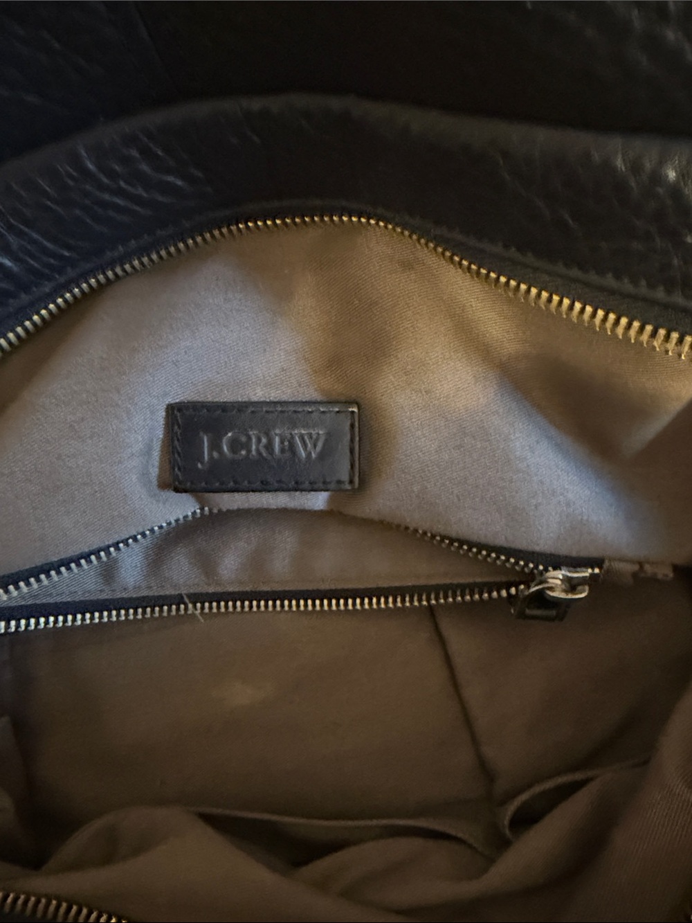 J. Crew Black Pebbled Leather Satchel Handbag - Picture 3 of 4